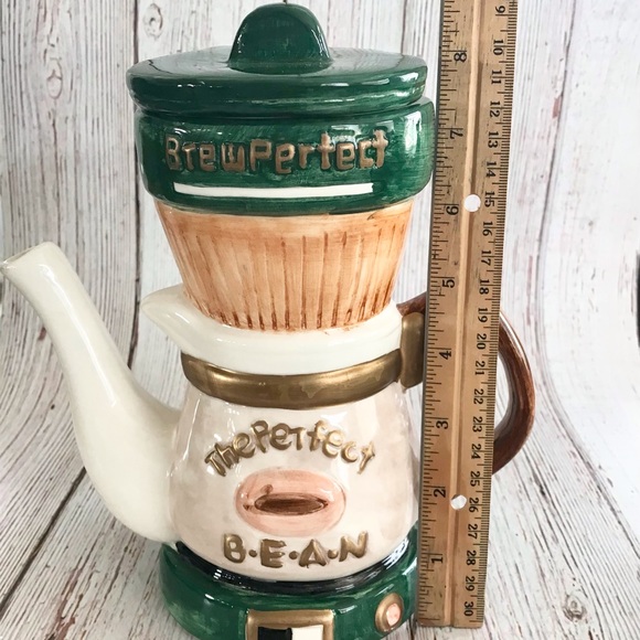Vintage 1995 Cardinal Inc. Hand Painted Collectors Coffee Pot with Mini … - Picture 11 of 12